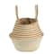 14'' Cream & Natural Cotton & Jute Boho Chic Belly Basket Planter